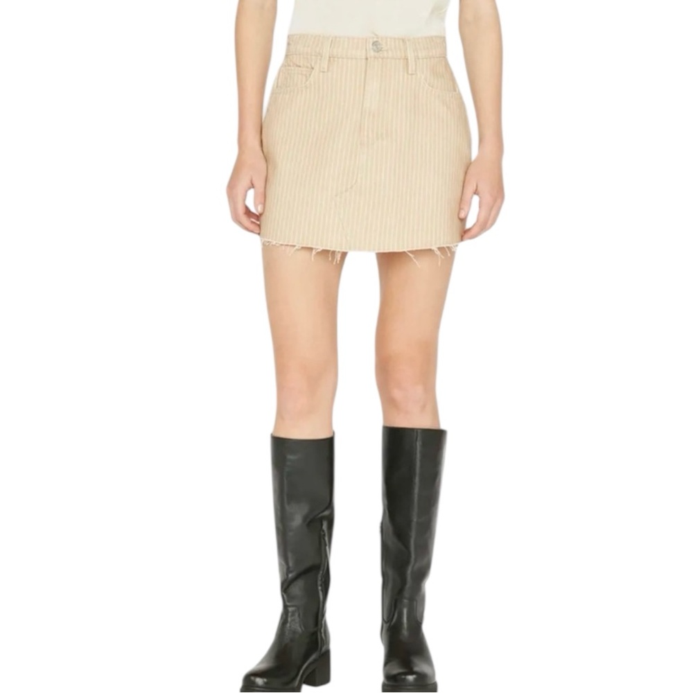 Frame‎ High N Tight Striped Denim Mini Skirt, Color Sand Multi, Size 25
